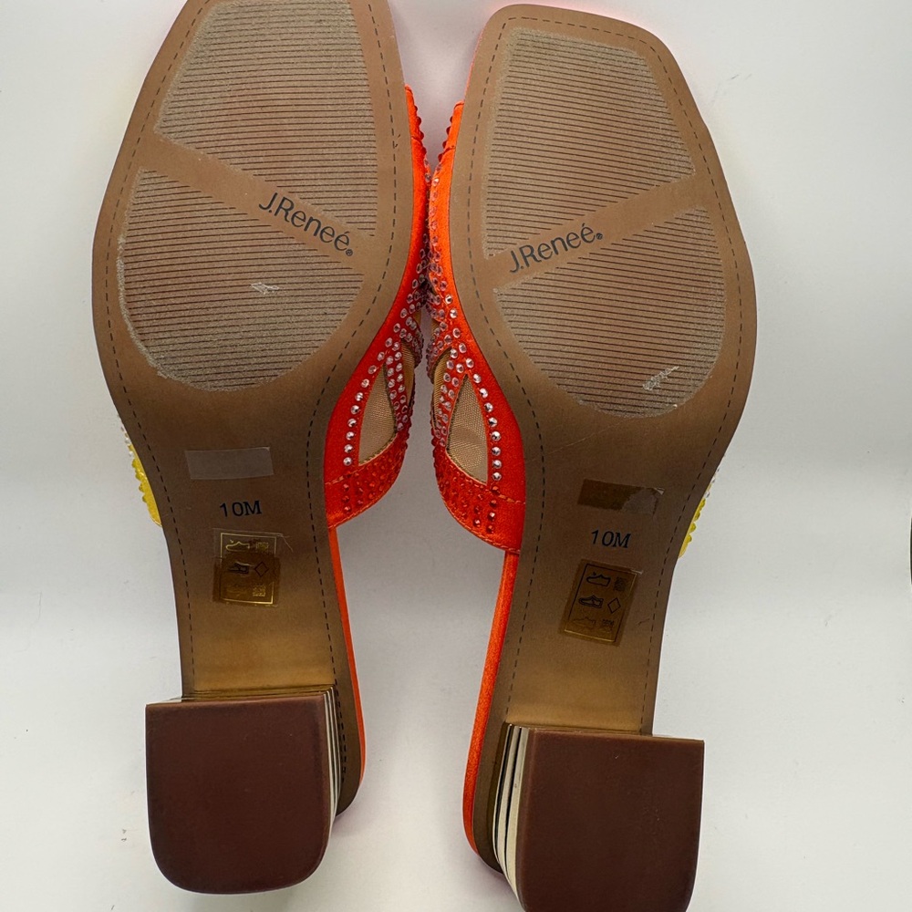 J.Renee Orange, Yellow & Green Embellished Low Block Heel Slide - Picture 13 of 16